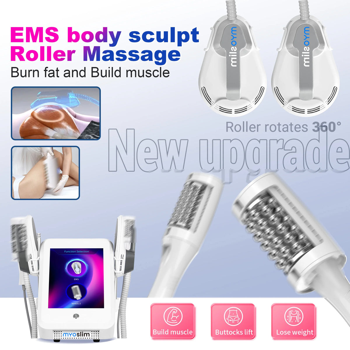 2 IN 1 200HZ EMS Roller Slimming Cellulite Reduction Inner Ball Roller 360 Degree Infrared Vacuum Roller Massage Beauty Machine