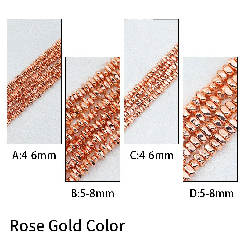 WLYeeS Gravel Stone beads 4-8mm Irregular Gold Colour Hematite  small Spacer Loose Bead for Jewelry bracelet Necklace Making DIY