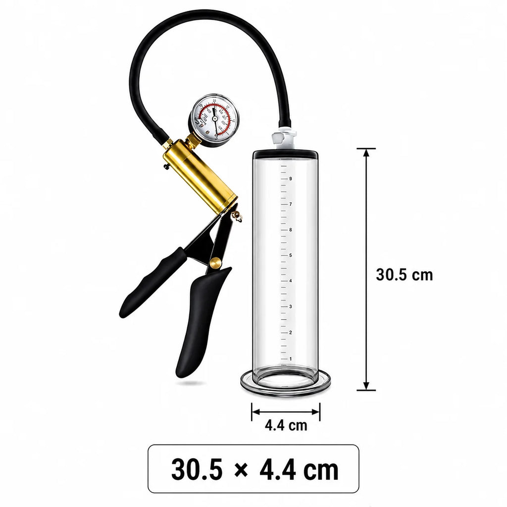 Men Adjustable Vacuum Training Kit with Transparent Acrylic Cylinder, Metal Pressure Dial, and Hand Pump for Home Use