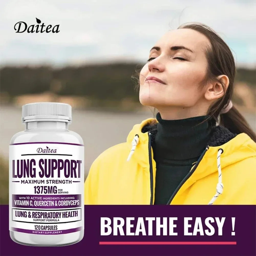 Lung Support Supplement for Lung Cleanse & Detox, with Quercetin Bromelain Vitamin C & Cordyceps for Lung, Respiratory Support