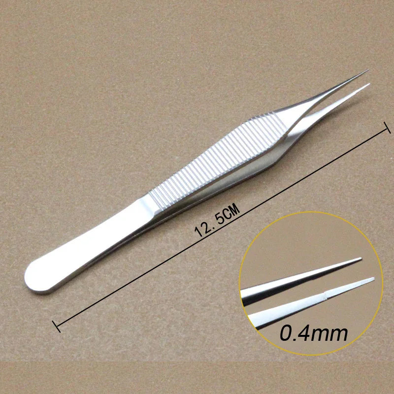 1pcs Ophthalmic Tweezers Tissue Forceps Stainless steel Teethed Platforms Forceps Surgical Instruments 120mm