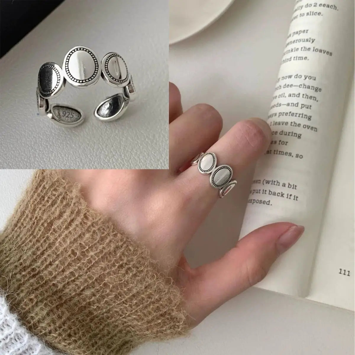 925 Sterling Silver Flower Geometry Ring For Women Girl Hollow Out Zircon Grace Wide Jewelry Gift Dropshipping