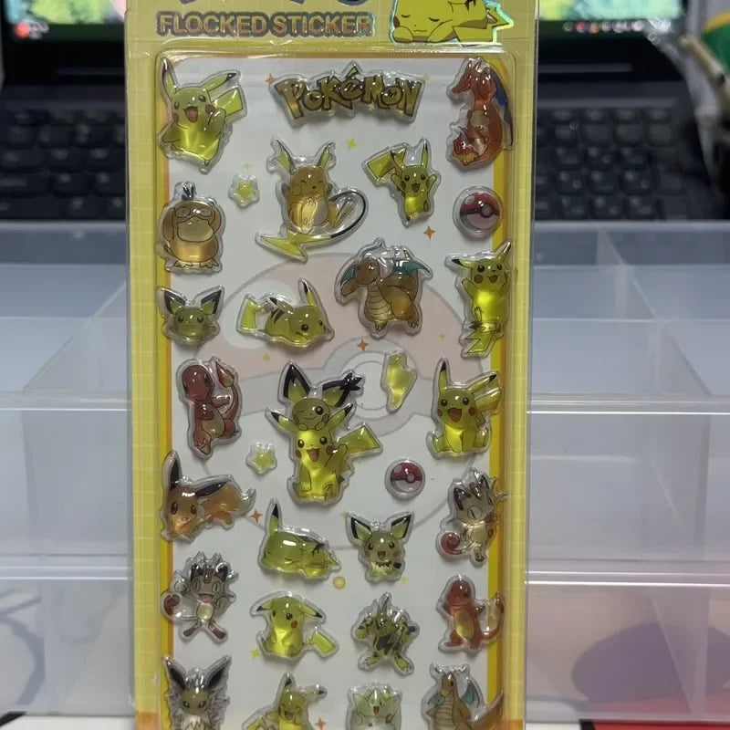 4-20pcs 3d Crystal Pokemon Stickers Kawaii Solid Relief Stickers Diy Diary Scrapbook Decor Supplies New Arrival Student Statione