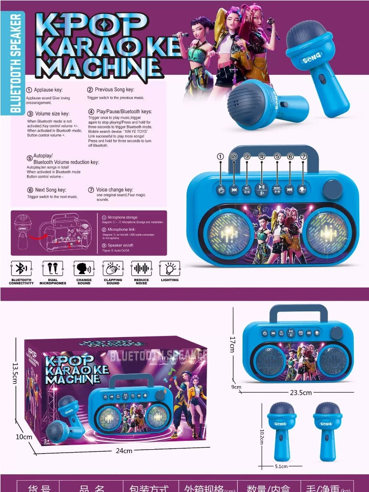 K019 Toys Witch Hunters Microphone With Adjustable Stand Led Lights Support Mp3 Playback Karaoke Singing Music Performance Gift
