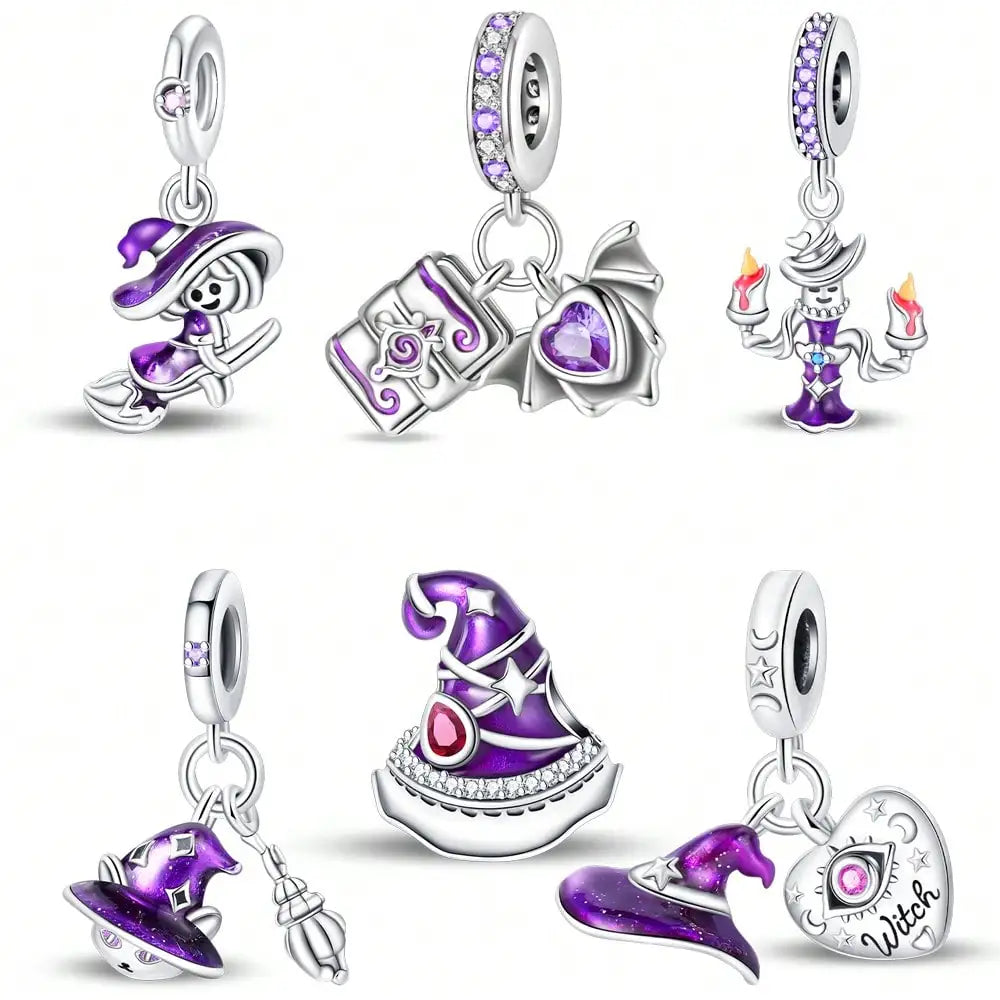 2025 Hot Sale Charms Bead 925 Sterling Silver Christmas Halloween Witch Hat Fit Bangle Bracelet Necklace DIY Jewelry