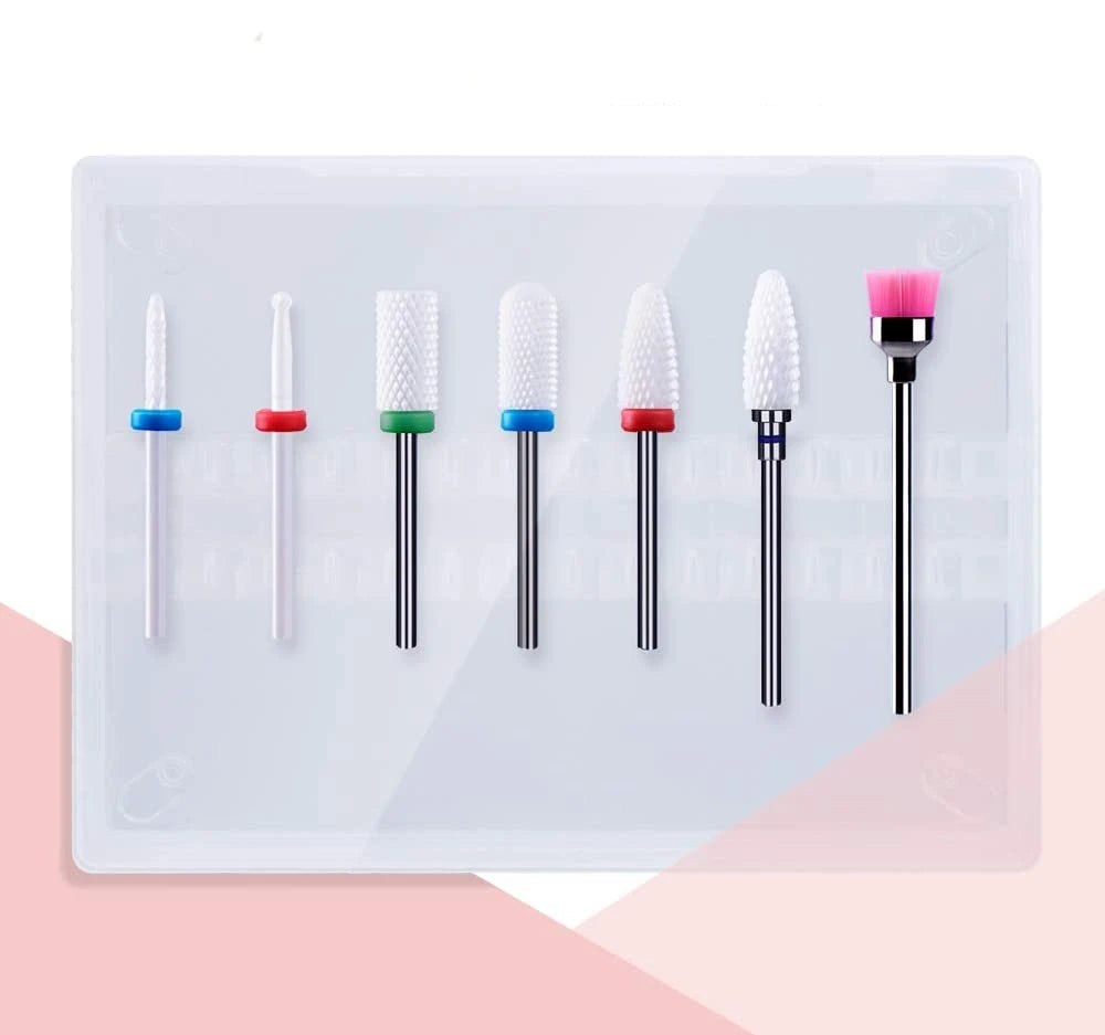 7 Pcs/Set Ceramic Milling Cutters  For Manicure Combined Nail Drill Bits Kit Removing Gel Polishing Tools