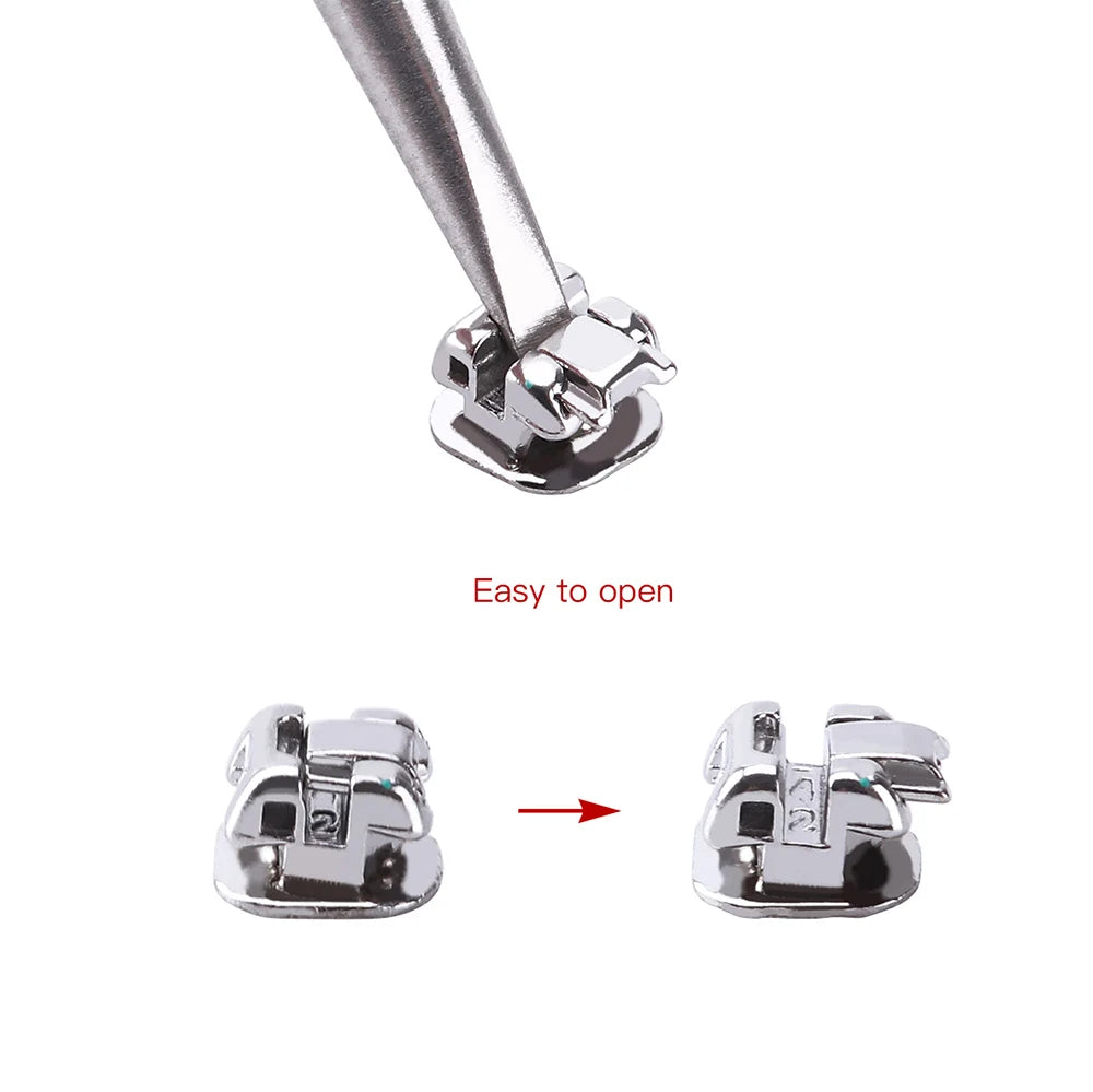AZDENT Dental Orthodontic Brackets Self-Ligating Braces Inserted Crimpable Movable Hooks Auxiliary Hole Buccal Tube 28pcs/Box