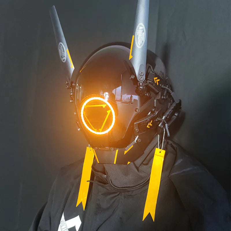 Cyber punk Mask LED Hairstyle Braid Halloween Christmas Role Playing Helmet Party Adult Gift ﻿