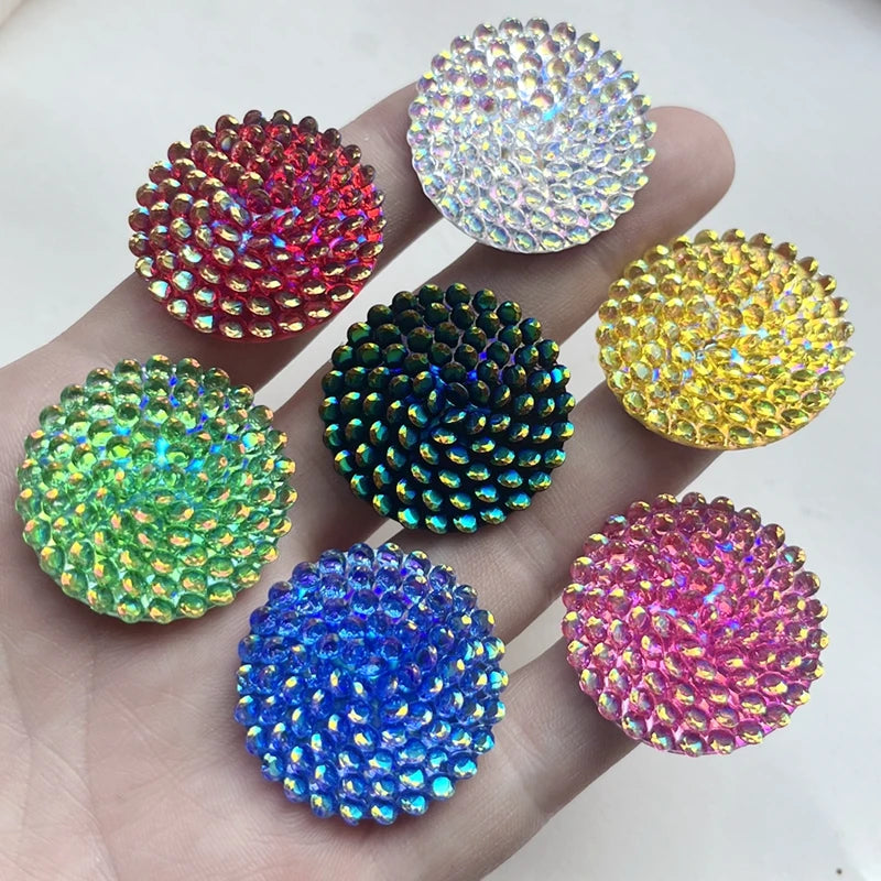 10pcs 30mm shiny round flowers Flat Back Rhinestone diy Jewelry Indigenous earrings for wedding decoration Handmade accessories