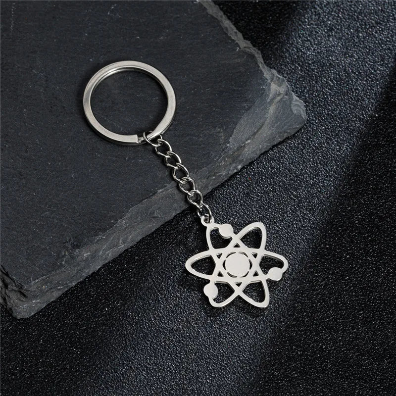 Unique Metal My Shape Chemistry Atom Keychains for Women Men Stainless Steel Car Key Chain Accessories Keyring Gifts Never Fade