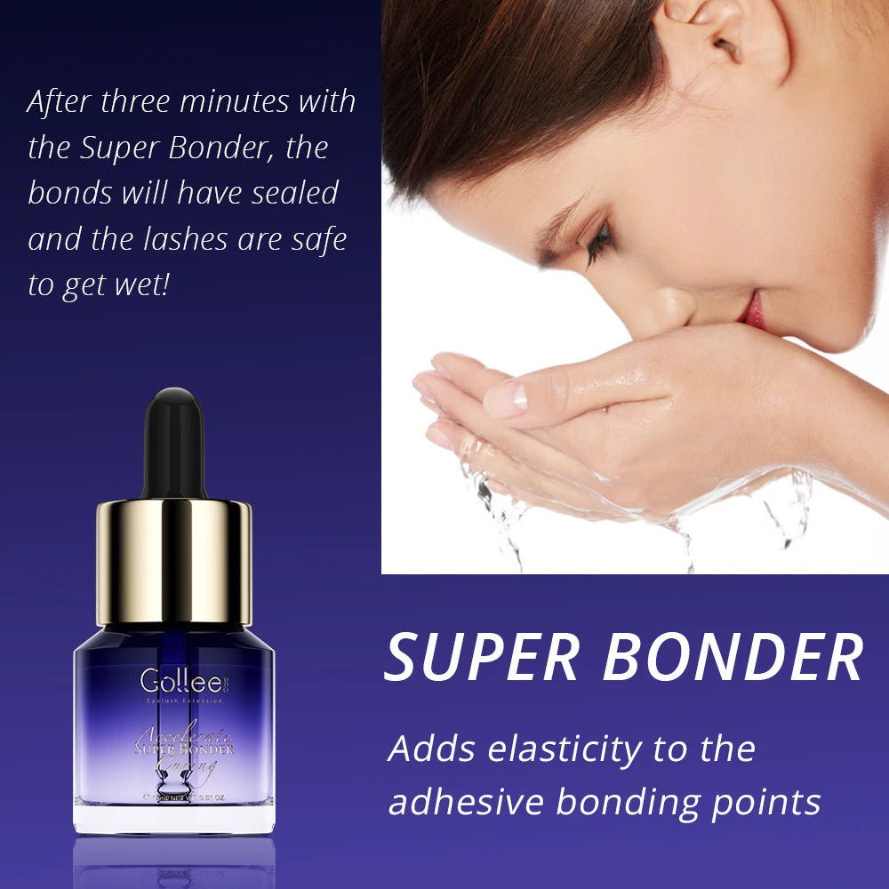 Gollee Eyelash Extensions Glue 15ml Lash Cleansing Primer Super Bonding Lasting Accelerated Curing Lash Extension Primer Makeup