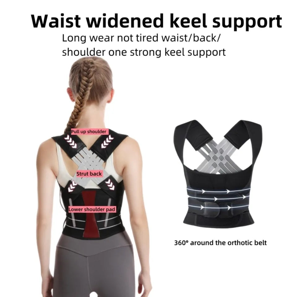 Posture Back Brace Adjustable Back Support Strap to Men and Women Prevent Spinal Distortion and Hunchback Suitable for Gym Body