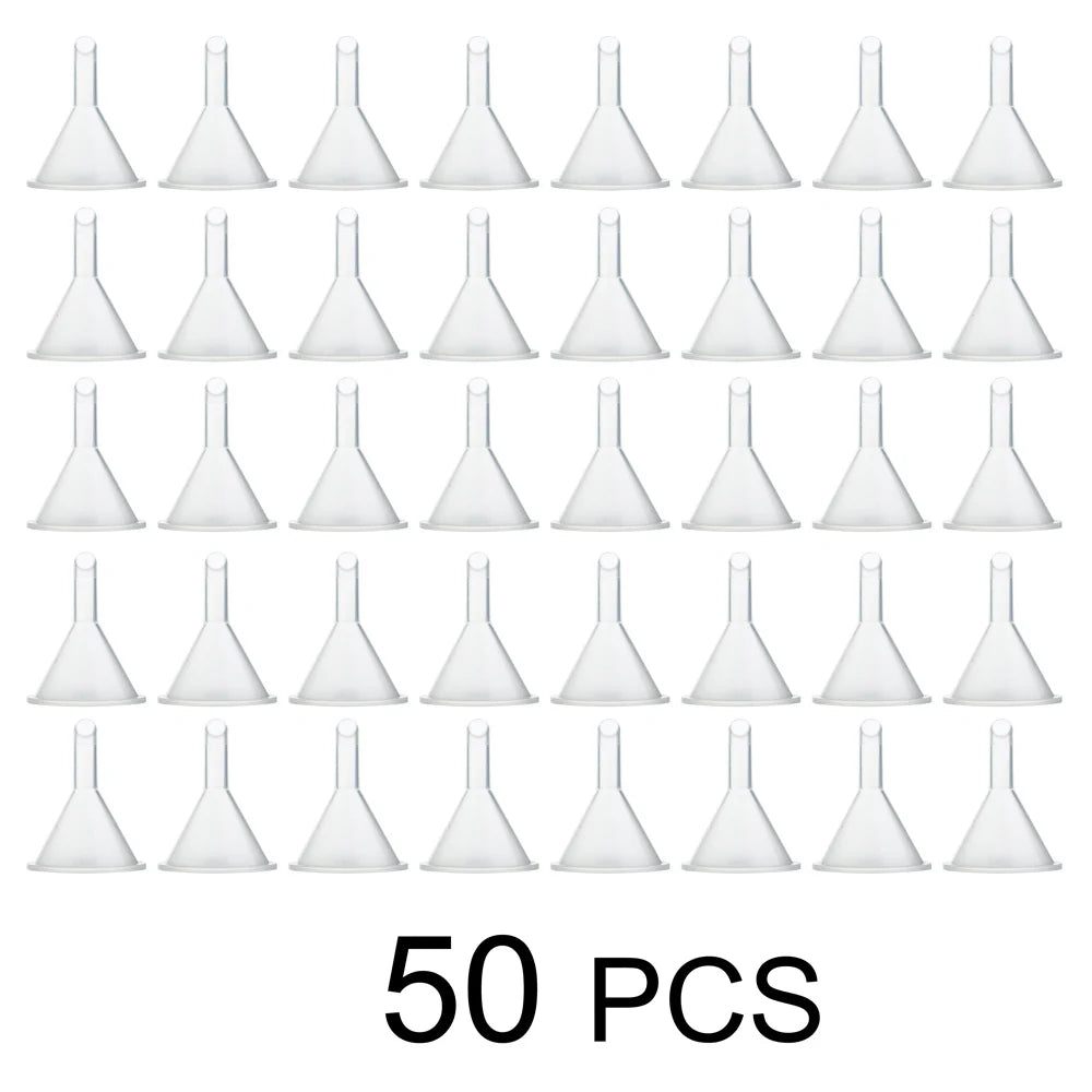 100/50pcs Mini Plastic Funnel, Perfume Liquid Funnel Essential Oil Filling Funnel, Small Clear Plastic Funnel for Liquid Filling