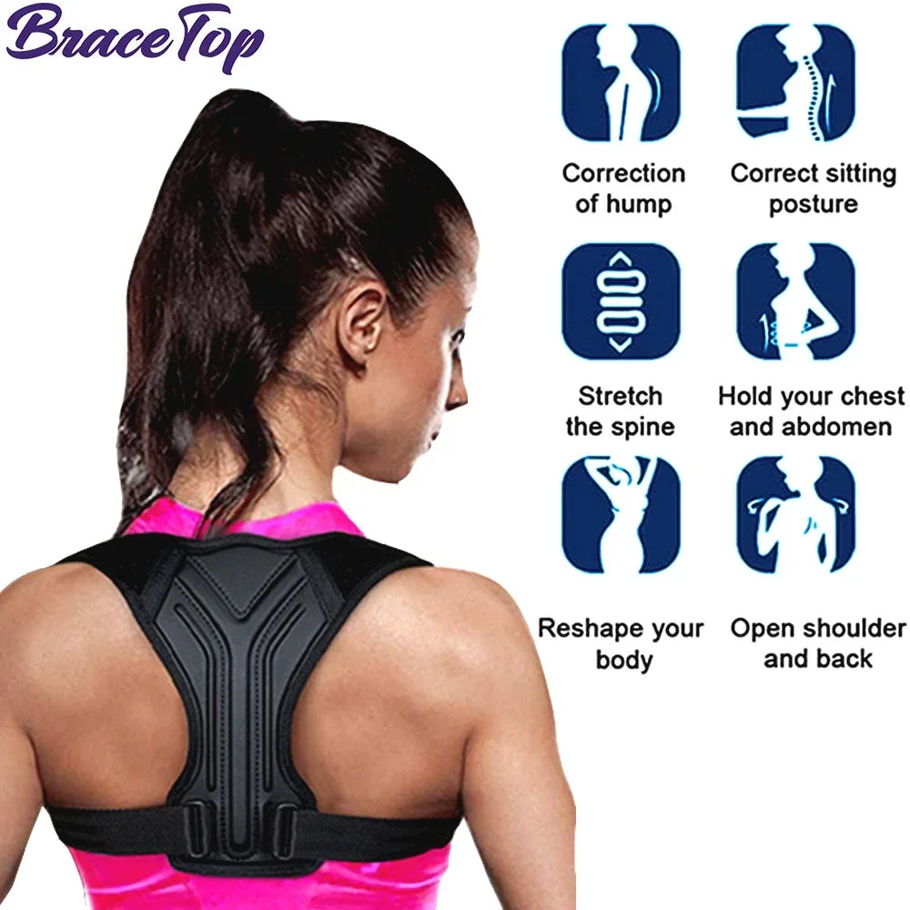 Adjustable Back Shoulder Posture Corrector Belt Clavicle Spine Pain Relief Support Reshape Your Body Home Office Back Neck Brace