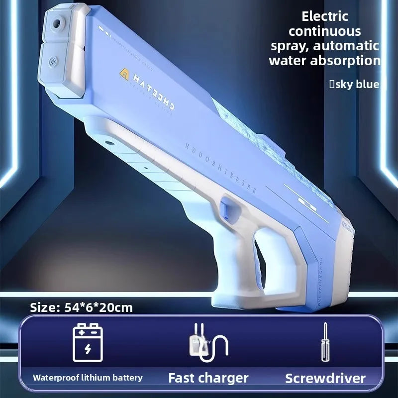 @Space Electric Water Gun Energy Ring Burst Transformation LED Lights Large Capacity Full Auto Continuous Fire Squirt Gun Toy