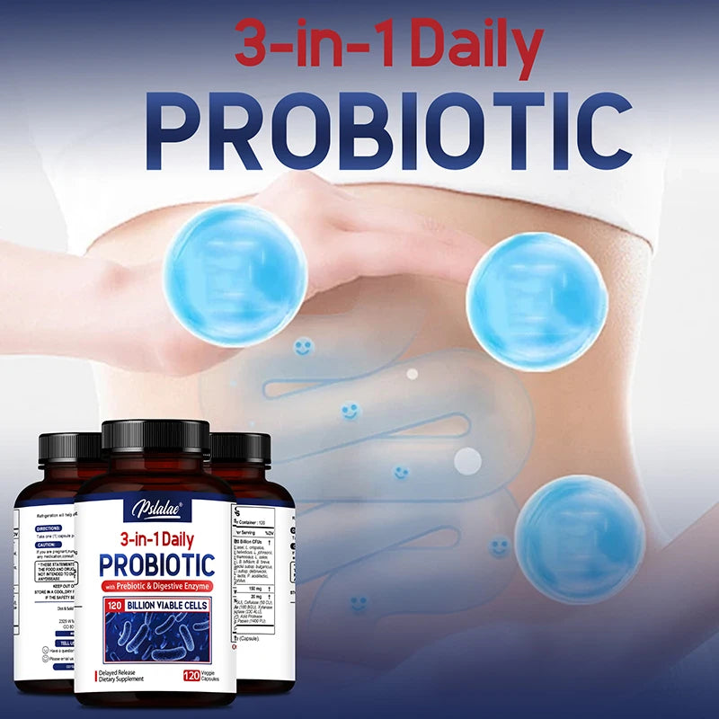 Probiotics + Prebiotics + Digestive Enzymes - Improves Digestion and Immunity, Relieves Constipation, Supports Intestinal Health