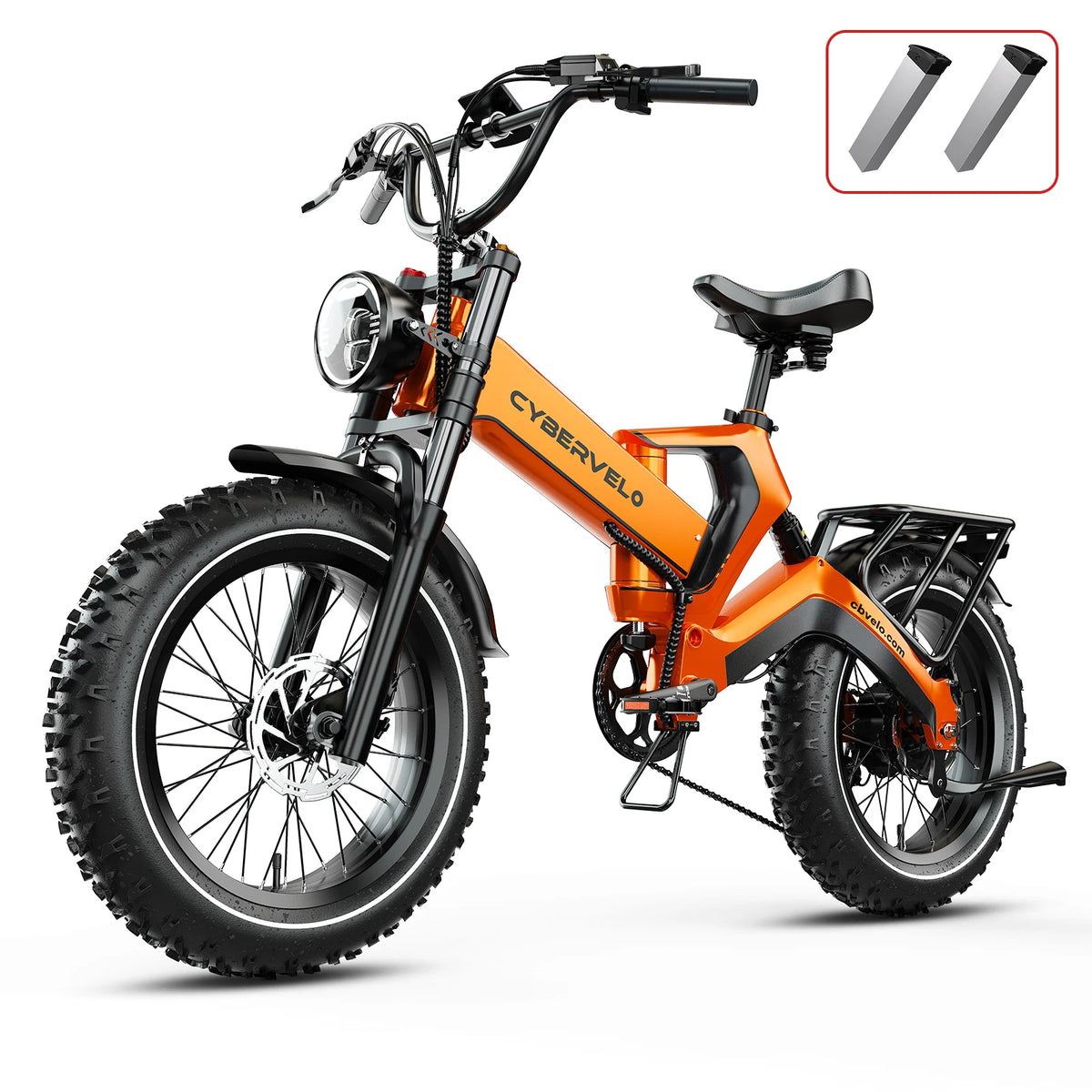 Cybervelo EK6 Folding Ebike 2000W Peak 20-Inch Fat Tire Off-Road Electric Bicycle 20Ah Dual Battery 35MPH Speed 100 Miles Range