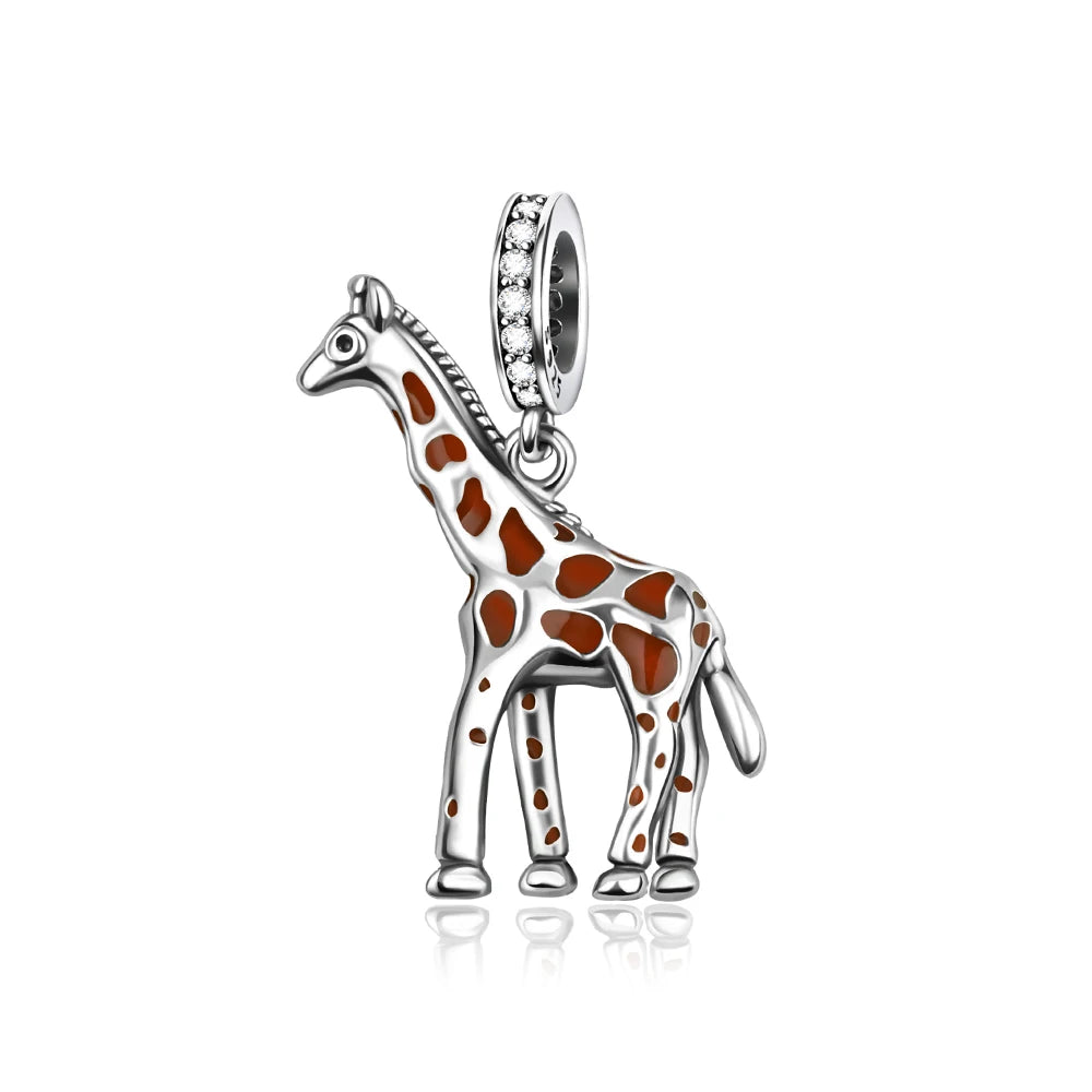 Beautiful 925 Sterling Silver Puppy Cat Swallow Raccoon Giraffe Animal Pendant Fit DIY Bracelet Necklace Package Jewelry Gifts