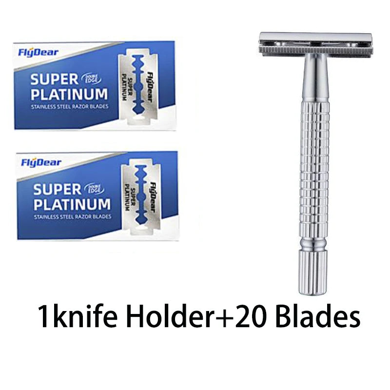 Razor Stainless Steel Double-Blade Razor Old Fashioned Razor Manual Shaving for Men