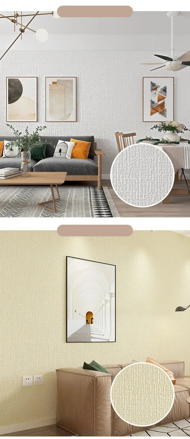 3D DIY Thicken Waterproof Mildew Proof Self-adhesive Insulation Wallpaper Linen Plain Color Stickers Renovation Wall Stickers