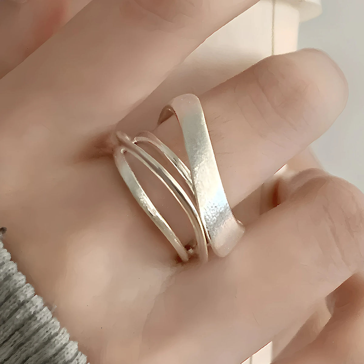 925 Sterling Silver Flower Geometry Ring For Women Girl Hollow Out Zircon Grace Wide Jewelry Gift Dropshipping