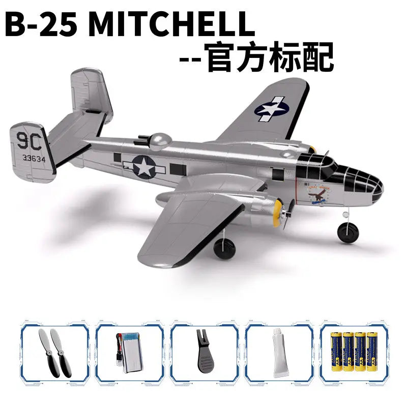 Volantex B25 Mitchell Bomber Remote Control Rc Fixed Wing 3 Channel Dual Motor Foam Airplane With Xpilot Stabilization System