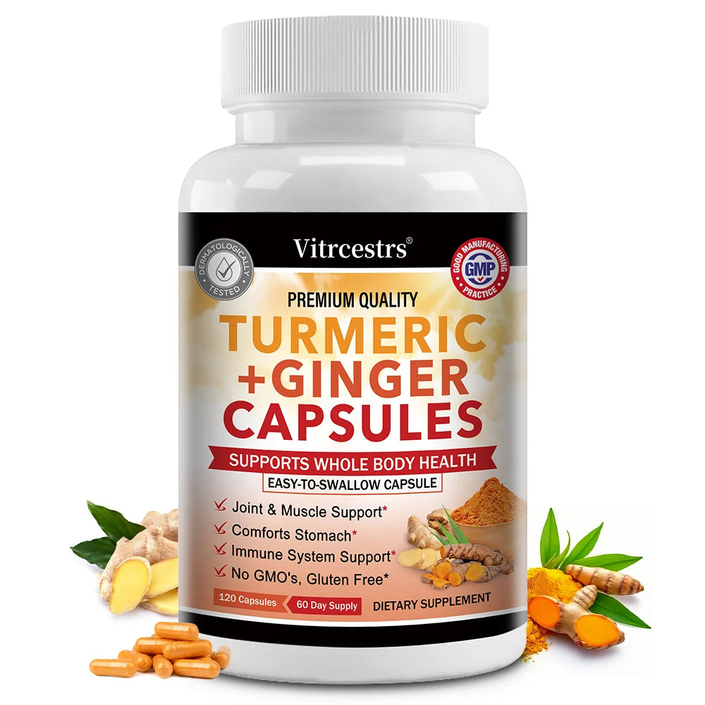 High Strength Turmeric Ginger Capsules, Pure Turmeric Curcumin with Ginger, Joint Health, Antioxidant Digestive & Immune Support
