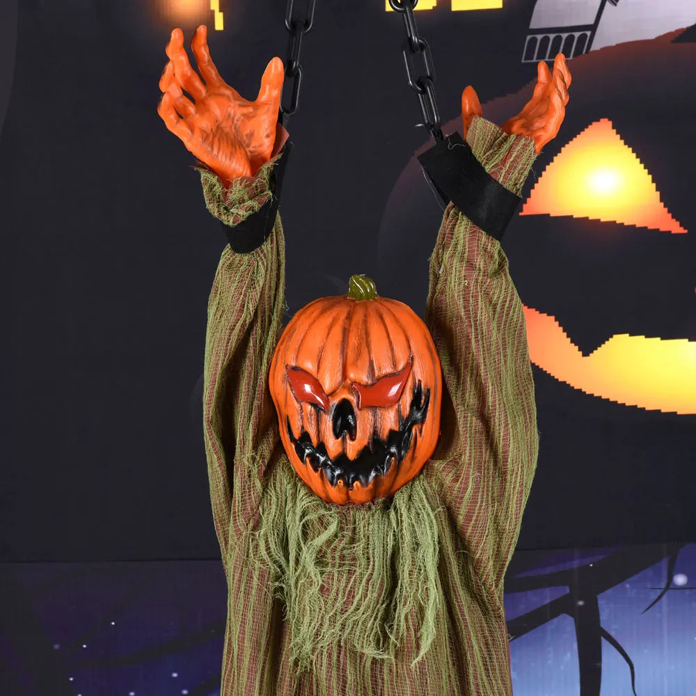 1PC Halloween Decoration Hanging Pumpkin Head Scream Sound Party Prop Haunted House Parties Home Decor Funny Electric Toys