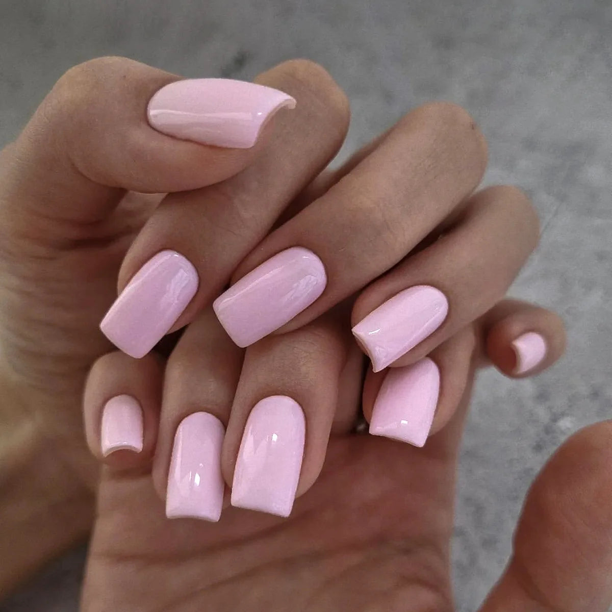 Pink Press on Nails Nude Color Short Square Fake Nails Full Cover Acrylic False Nails Tips for Women DIY Charm Manicure 24Pcs