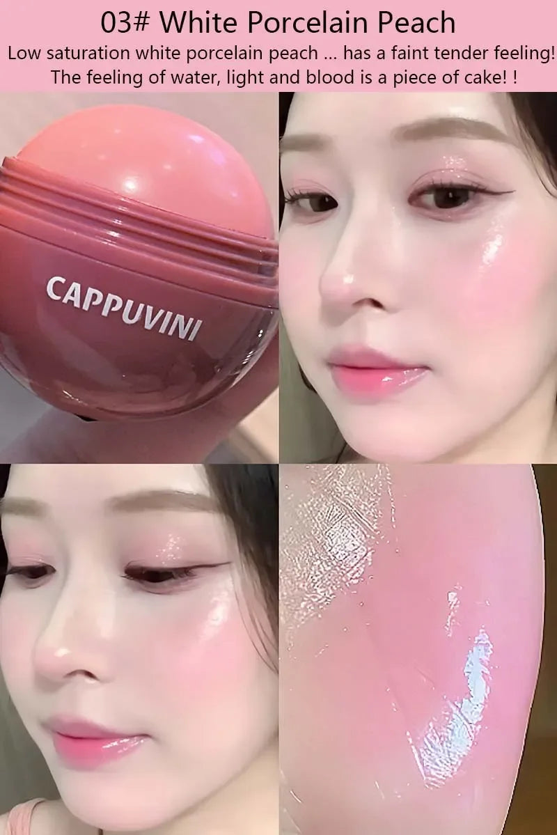 Cappuvini Juice Blush Ball Water Light Blusher Brightening Face Easy Color Multi-Use Blush Makeup Suitable for Lips and Cheeks