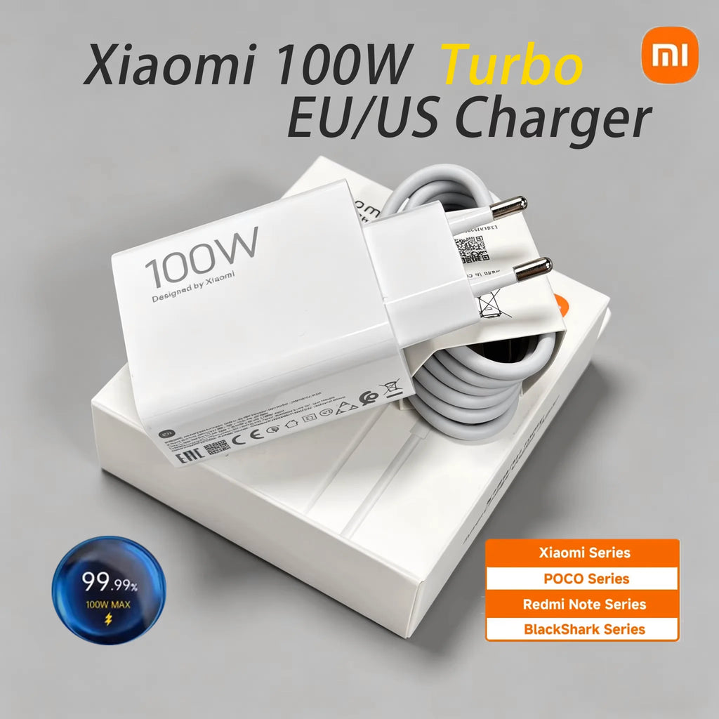 Original 100W Xiaomi Charger Turbo Super Fast Charge EU Adapter Type C Cable For Mi 15 13T 12S Redmi Note 14