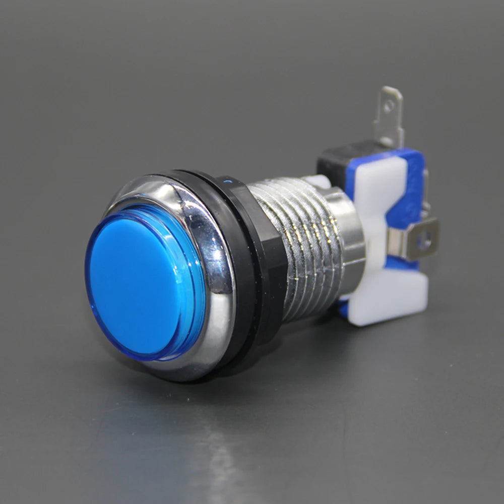 1PCS CHROME Plated illuminated arcade push button 5V 12v LED Arcade Start Push Button with microswitch for Arcade game DIY