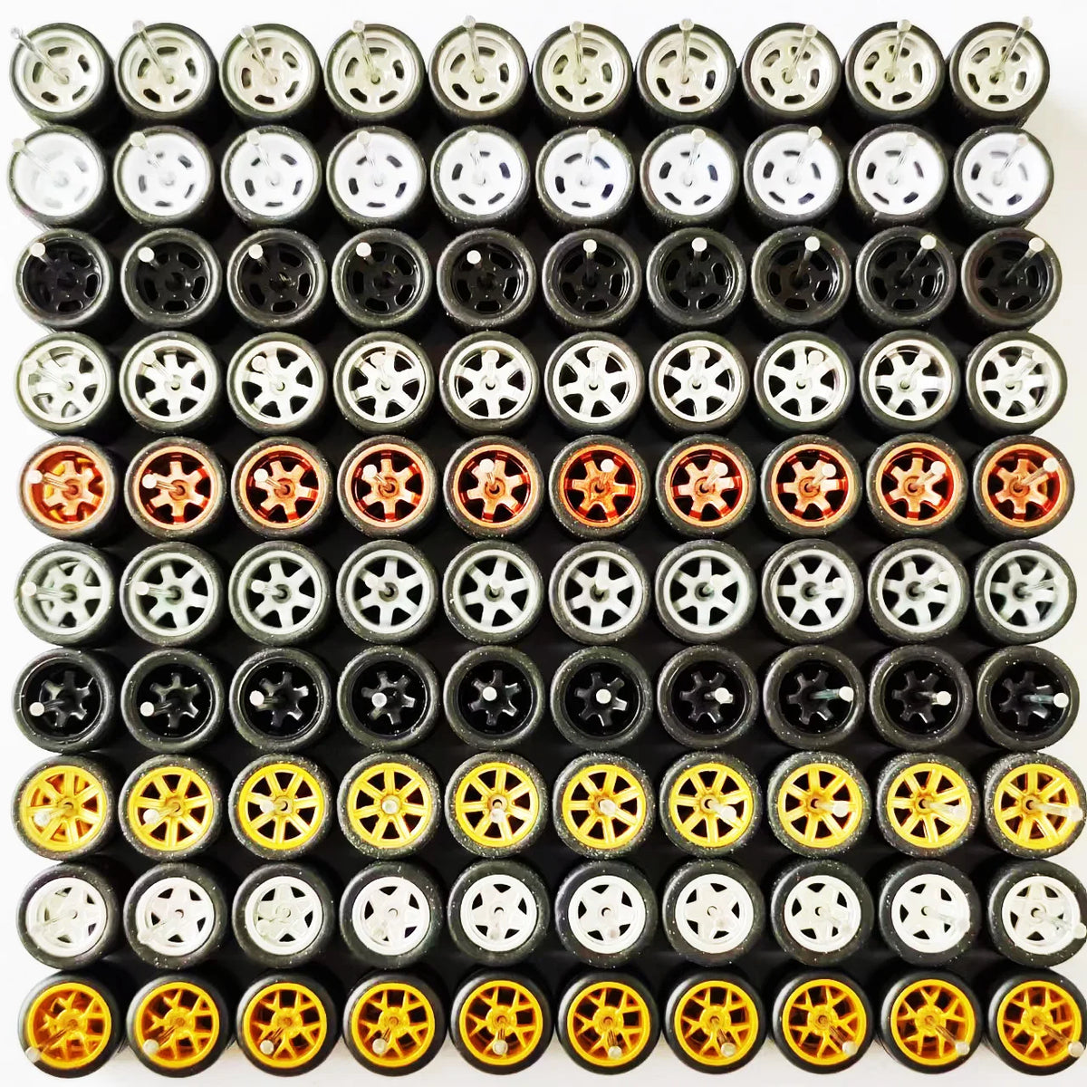 50 Sets 1/64 Wheels Pack with Rubber Tires Axles for 1:64 Matchbox Domeka Hotwheel Diecast Car Model Cars Wholesale