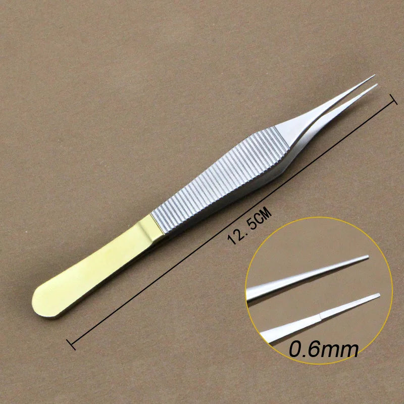1pcs Ophthalmic Tweezers Tissue Forceps Stainless steel Teethed Platforms Forceps Surgical Instruments 120mm