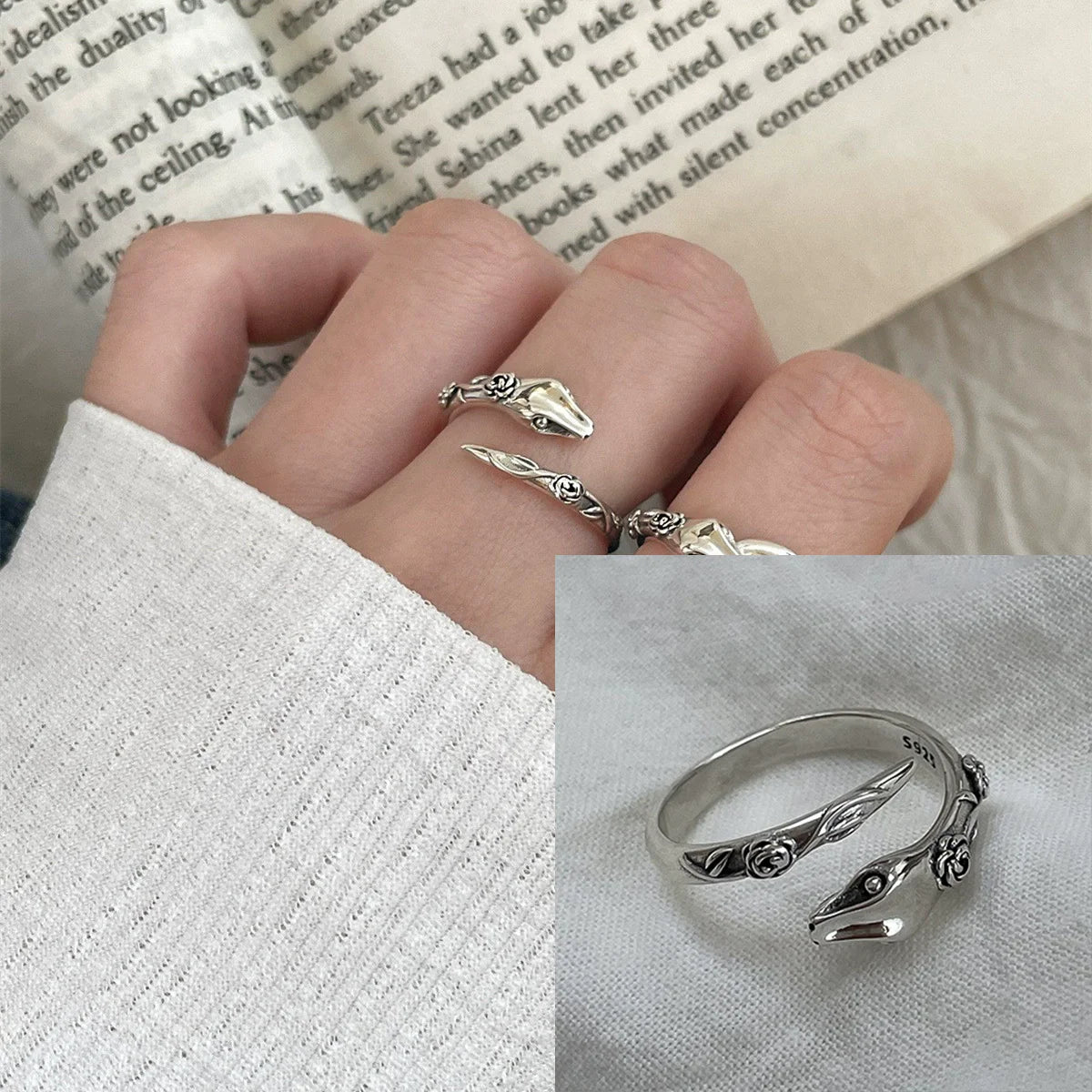 925 Sterling Silver Flower Geometry Ring For Women Girl Hollow Out Zircon Grace Wide Jewelry Gift Dropshipping