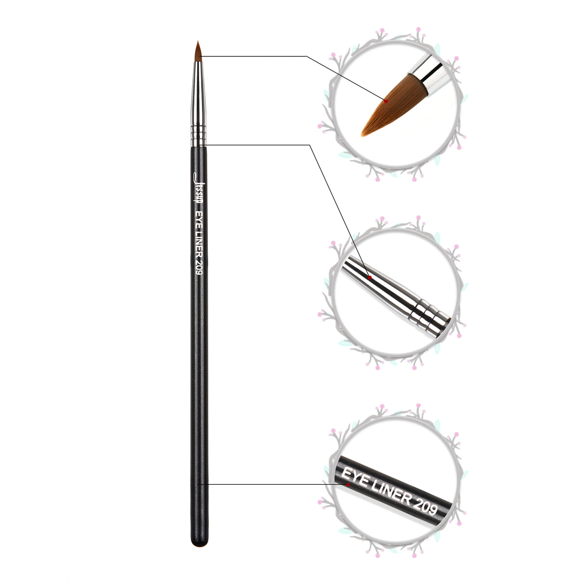 Jessup Eyeliner Brush Makeup Thin Bent Precision Angled Flat Definer Ultra Fine Pencil Precision Synthetic S151