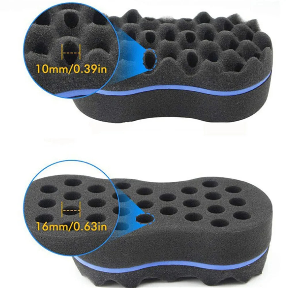 Magic Barber Twists Hair Brush Afro Curl Wave Double Sided Sponge Multi-holes