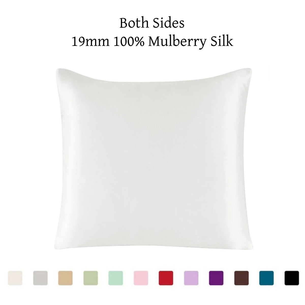 100% 19mm Mulberry Silk Zipper Pillowcase Cushion Pillow Case Cover Solid Multicolor