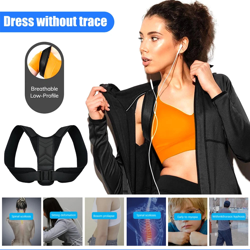 RGGMQQ Adjustable Posture Corrector for Men & Women, Comfortable Shoulder Brace Support for Neck, Back & Shoulder Pain Relief