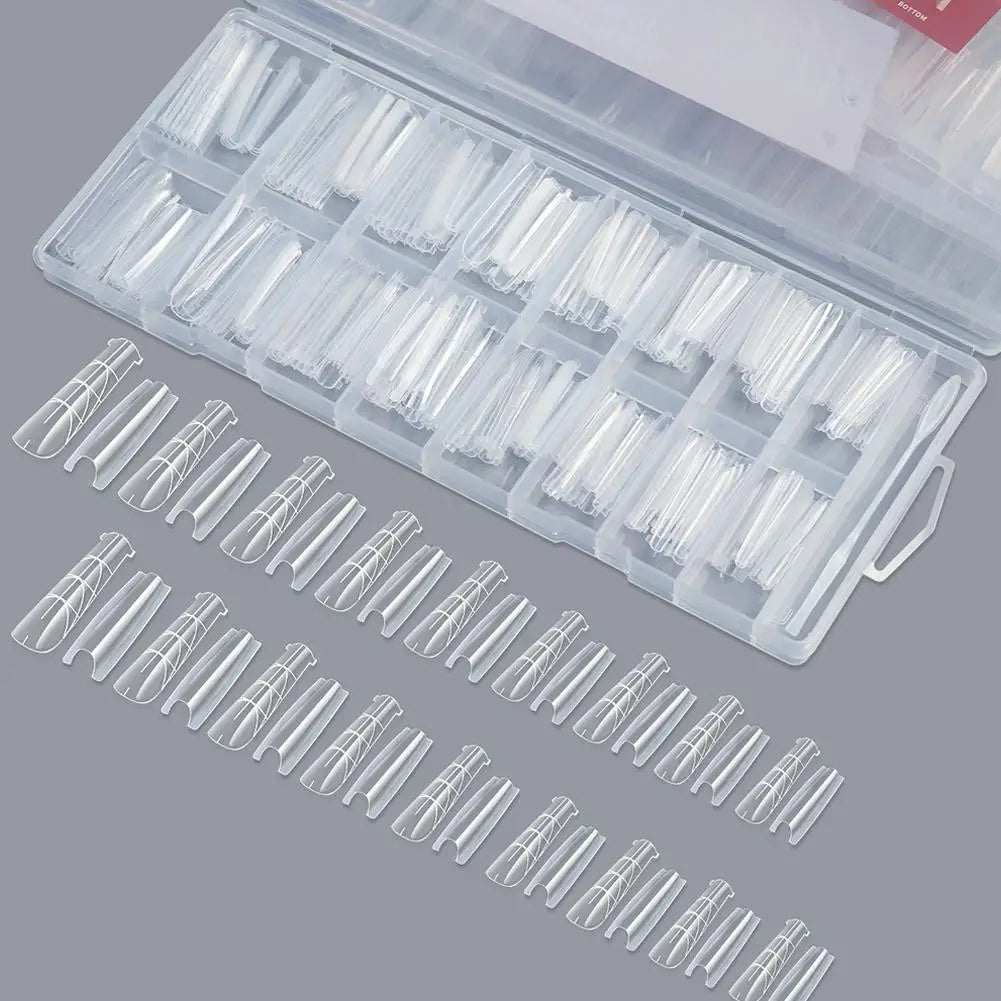 256Pcs Full Cover Nail Extension Forms, Dual Form Nail Tips, Quick Gel Nail Building System