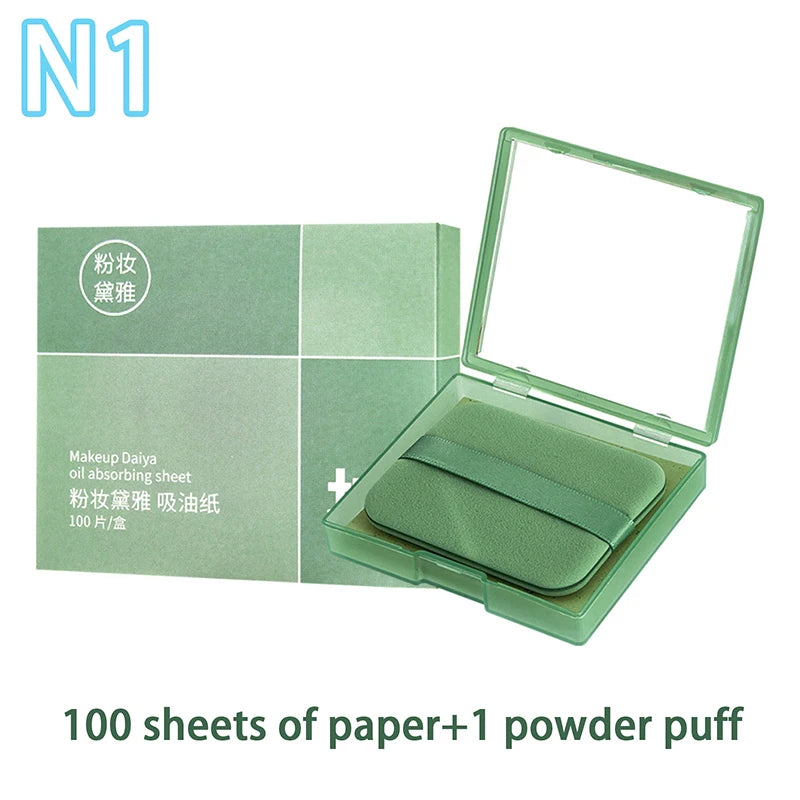 100 Sheets Portable Face Oil Absorbing Paper With Mirror Case Beauty Woman Facial Care Paper Absorbs Facial Fat Beauty