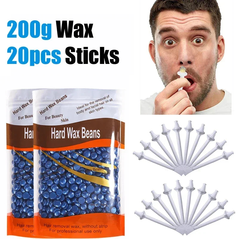 Painless Nose Waxing Wax Kit 50g-1000g for Men & Women with Wax And Applicators Easy Tool for Clean Nose Hair Removal