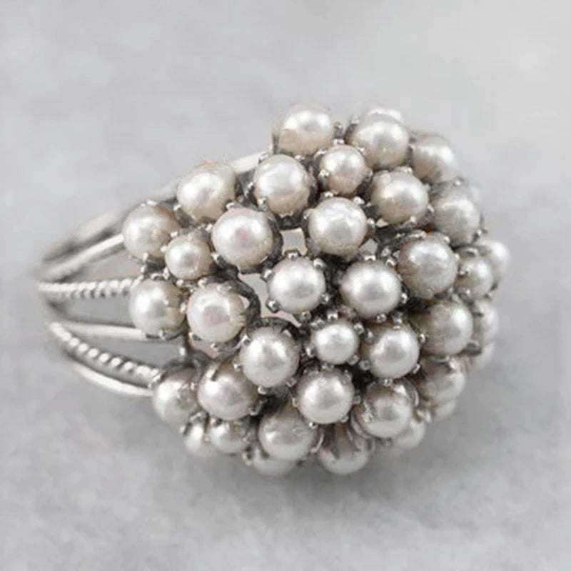 Huitan Luxuriant White/Purple Imitation Pearl Rings for Women Aesthetic Wedding Engagement Accessories Trendy Jewelry Drop Ship