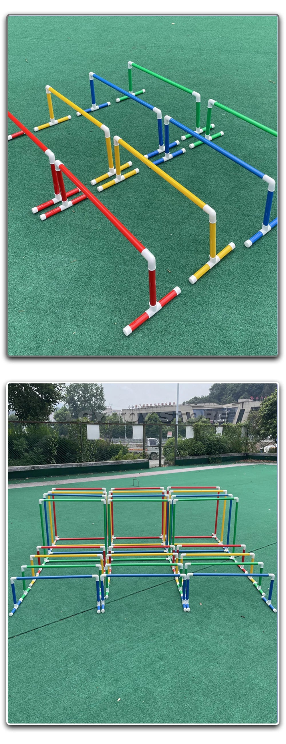 Kids Agility Obstacle Course Toys Colorful Jump Hurdle & Crawl Through Window Frame Children Sensory Integration Training Indoor