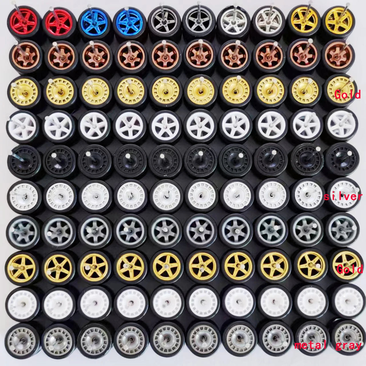 50 Sets 1/64 Wheels Pack with Rubber Tires Axles for 1:64 Matchbox Domeka Hotwheel Diecast Car Model Cars Wholesale