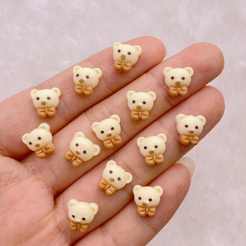 50 pieces mini cute cartoon popsicles, bear, rabbit series nail art charm flat bottom 3D nail decoration DIY nail accessories