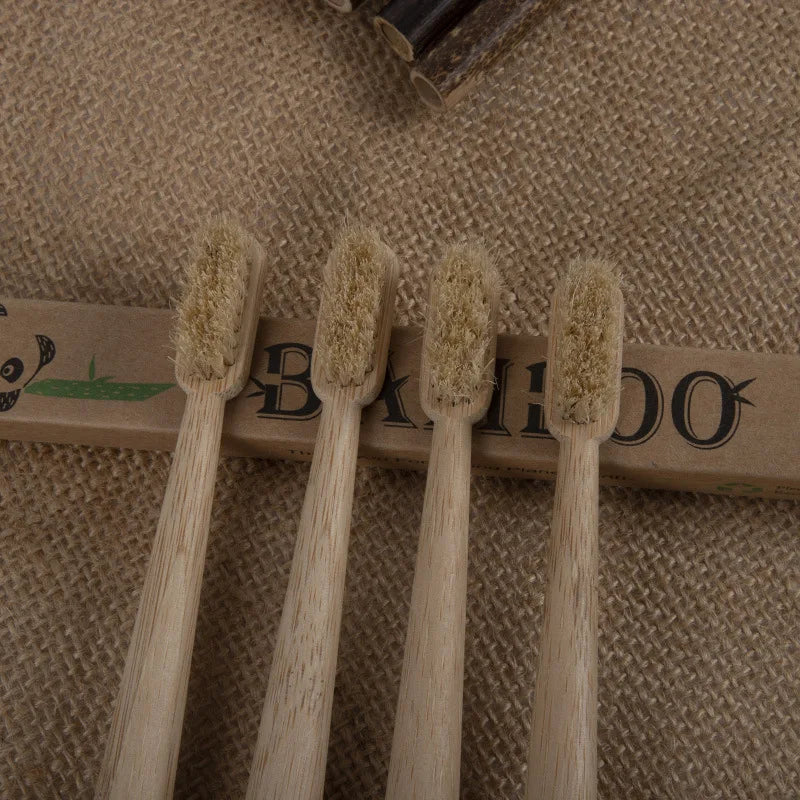 10 Pack Artificia Boar Bristles Natural Bamboo Toothbrush Eco-Friendly Stand Up Biodegradable Bamboo Toothbrush Medium Bristles