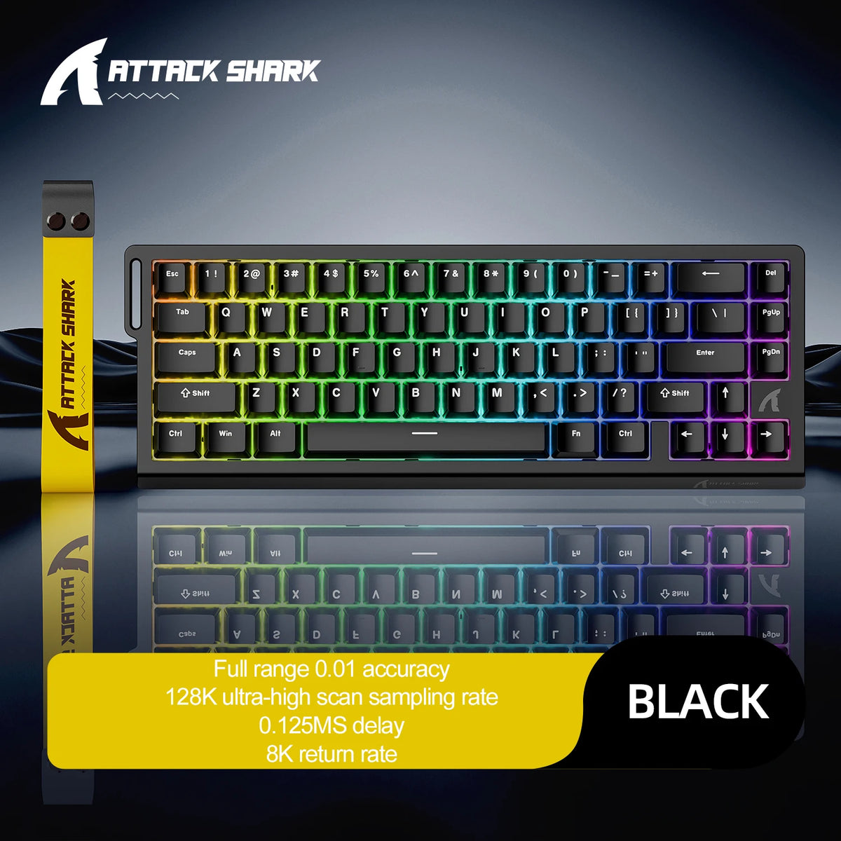 ATTACK SHARK X68HE Wired Magnetic Gaming Keyboard, 8000Hz Polling, 128K Scan Rate, 0.01mm RT, RGB, PBT Keycaps for PC Use