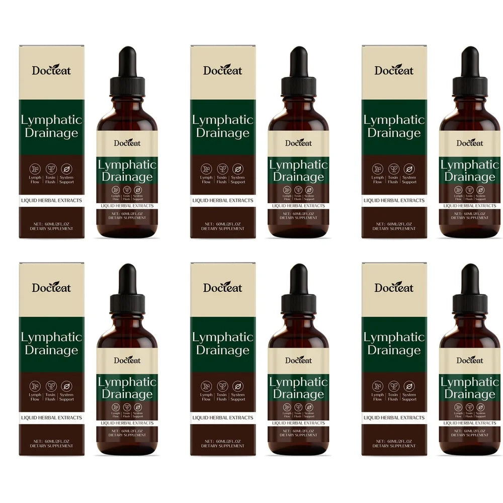 Docteat Lymphatic Drainage Liquid Herbal Extract Drops for Metabolic Needs Support with Cleavers Red Clover Stillingia 60 ML