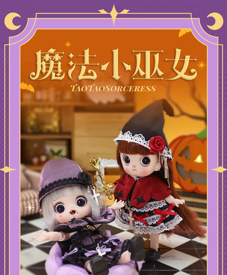 2026 Halloween Doll New OB11 BJD Witch Suit Dress bjd Doll Accessories Blood Makeup Equipment Horror Cute Girl Dress 13cm Gift